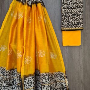 Handblock Printed Pure Chanderi Silk Churidar Set