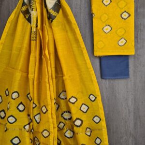 Handblock Printed Pure Chanderi Silk Churidar Set