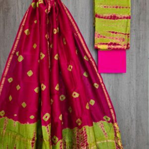 Handblock Printed Pure Chanderi Silk Churidar Set