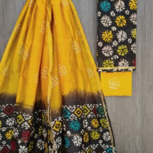 Handblock Printed Pure Chanderi Silk Churidar Set