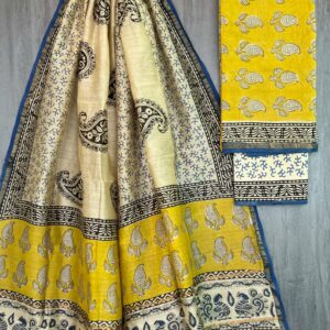 Handblock Printed Pure Chanderi Silk Churidar Set