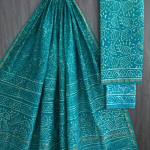 Handblock Printed Pure Chanderi Silk Churidar Set