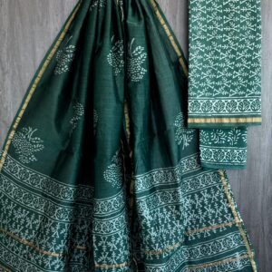 Handblock Printed Pure Chanderi Silk Churidar Set