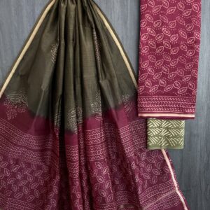 Handblock Printed Pure Chanderi Silk Churidar Set