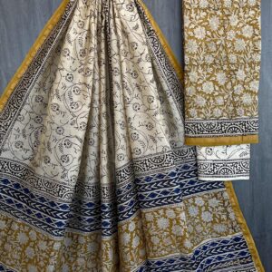 Handblock Printed Pure Chanderi Silk Churidar Set