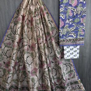 Handblock Printed Pure Chanderi Silk Churidar Set