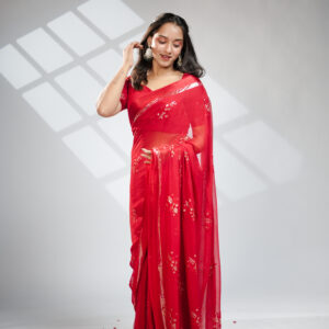 Pure Viscose Georgette Dying Saree with Embroidery & Satin Border