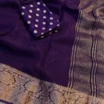 Pure Soft Viscose Crepe Silk Saree with Zari Border & Butta Blouse