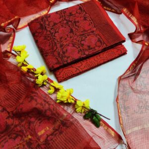 Kota Doriya Suit Set with Cotton Bottom & Dupatta