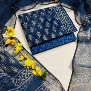 Kota Doriya Suit Set with Cotton Bottom & Dupatta