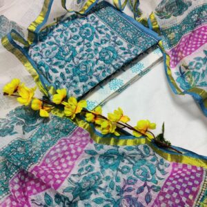 Kota Doriya Suit Set with Cotton Bottom & Dupatta