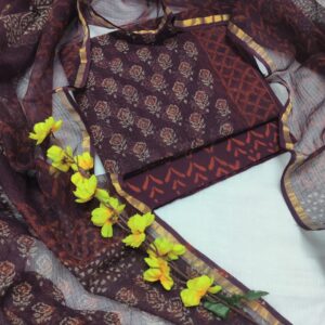 Kota Doriya Suit Set with Cotton Bottom & Dupatta