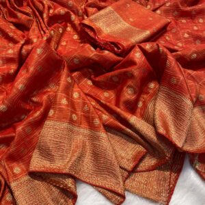Pure Soft Banarasi Khadi Zari Crushed Silk Weaving Saree
