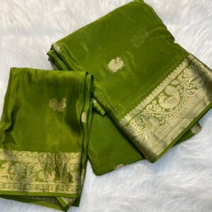 Pure soft Viscose Crepe silk fabric with jacquard bird figure