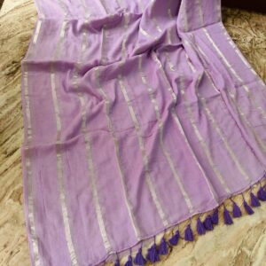 Pure 120 count mul cotton saree with zari border/stripes (Copy)