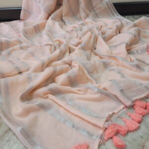 Pure 120 count mul cotton saree with zari border/stripes (Copy)