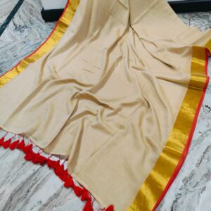 Pure 120 count mul cotton saree with zari border