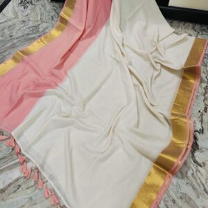 Pure 120 count mul cotton saree with zari border