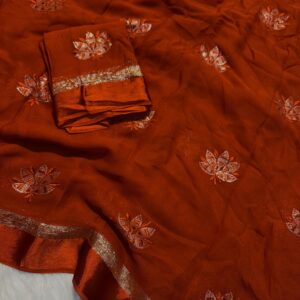 Viscose Flower Butta Pure viscose Georgette with satin butta