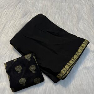 Chinon chiffon zari silk saree with chit pallu