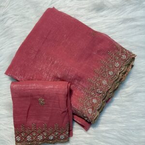 Pure soft crunchy Embroidery And Moti Work And ButtaIn Saree