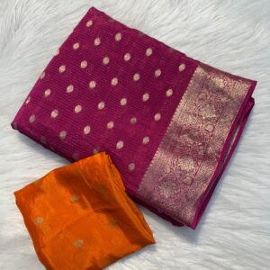 Chinon viscose saree with zari weaving border