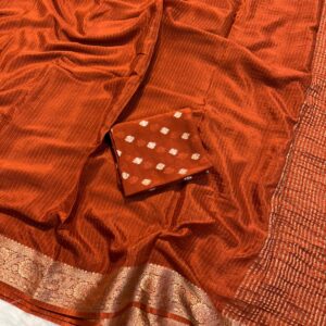 Pure viscose Chinnon saree with all over zari work
