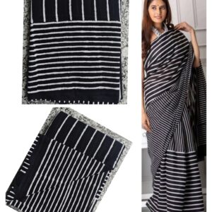 Hand block printed cotton mul pure Saree
