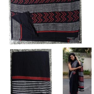 Hand block printed cotton mul pure Saree
