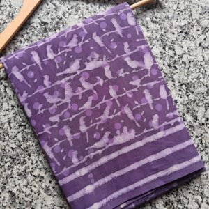 Hand block printed cotton mul pure Saree