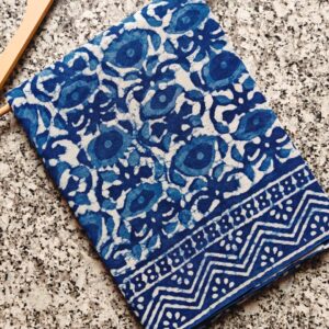Hand block printed cotton mul pure Saree