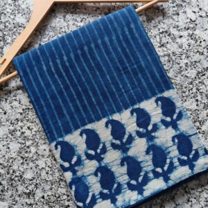 Hand block printed cotton mul pure Saree