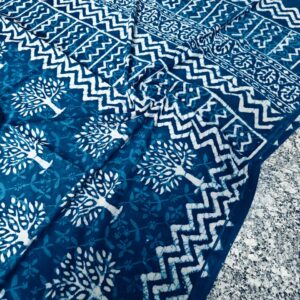 Hand block printed cotton mul pure Saree