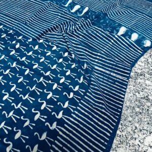 Hand block printed cotton mul pure Saree