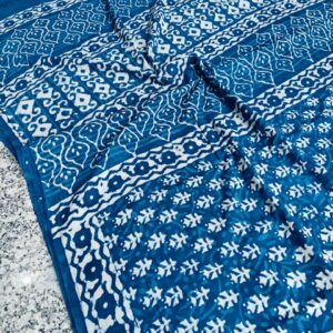 Hand block printed cotton mul pure Saree