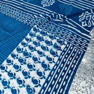 Hand block printed cotton mul pure Saree