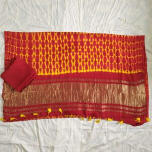 Modal silk tie and dye zari pallu sarees