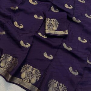 Pure soft Viscose Khadi silk fabric with leheriya lining n bird