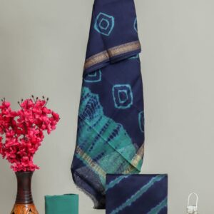Hand block printed Maheshwari Silk zari border Suits Piece