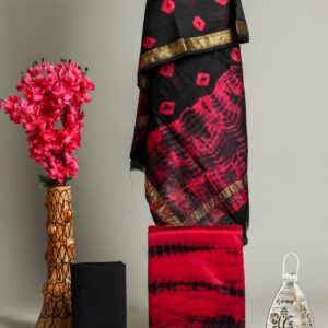 Hand block printed Maheshwari Silk zari border Suits Piece