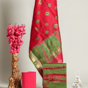 Hand block printed Maheshwari Silk zari border Suits Piece