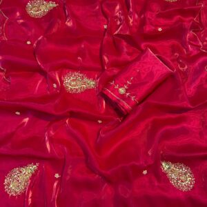 Heavy soft satin Jimmy choo with beautiful handwork design with sequence work