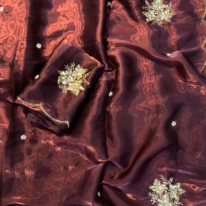 Heavy soft satin Jimmy choo with beautiful handwork design with sequence work