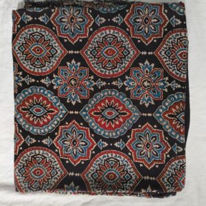 Modal silk ajrakh hand block natural dye fabrics