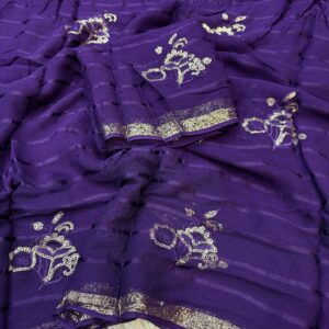 Pure viscose Georgette with embroidered worked