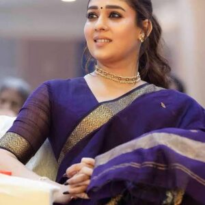 Nayanthara inspired Handloom maheshwari Cotton silk Saree