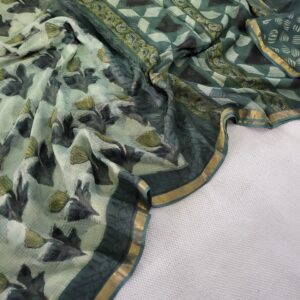 Hand block organic Vanaspati Ajrakhs prints Pure kota doria saree