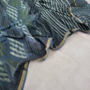 Hand block organic Vanaspati Ajrakhs prints Pure kota doria saree