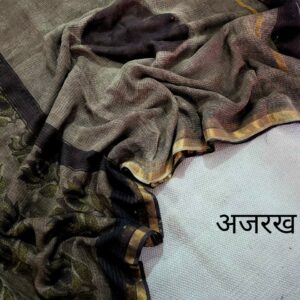 Hand block organic Vanaspati Ajrakhs prints Pure kota doria saree