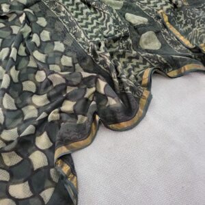 Hand block organic Vanaspati Ajrakhs prints Pure kota doria saree